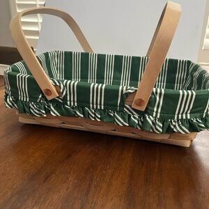 Longaberger Handwoven Basket with Green Accents
